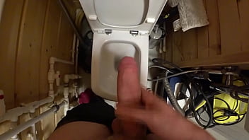 Jacking off in a restroom