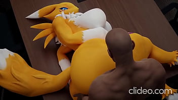 Renamon and her ebony dad smashing in her office