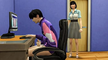 Asian step mummy catches her stepson milking in front of the computer eyeing pornography flicks and then helps him have bang-out with her for the first-ever time - Korean step-mother