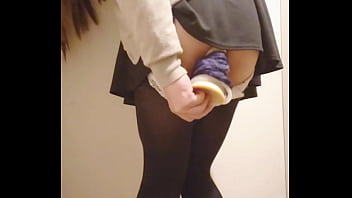 Asian dame public switching apartment fake penis getting off