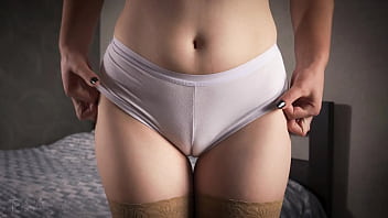 Mummy In Naked Tights Taunts Milky G-string Cameltoe And Hip Gap Close Up