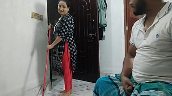 Displaying stiffy on real indian maid