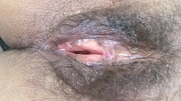 View at my fur covered cunt broad open after having fucked, I enjoy being pounded