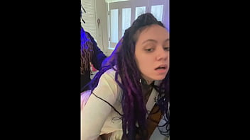 Hooded fellow leans over latina spanish dreadhead and breeds her in kitchen doggie